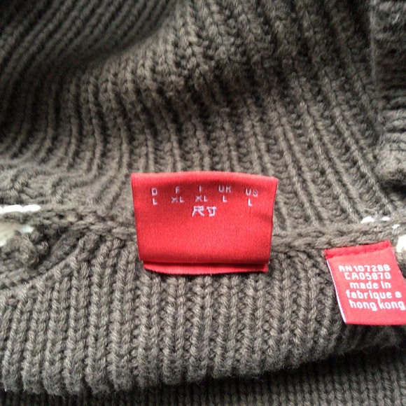 Ladies Full Zip sweater olive green with cream and tan panels size large - Picture 4 of 8